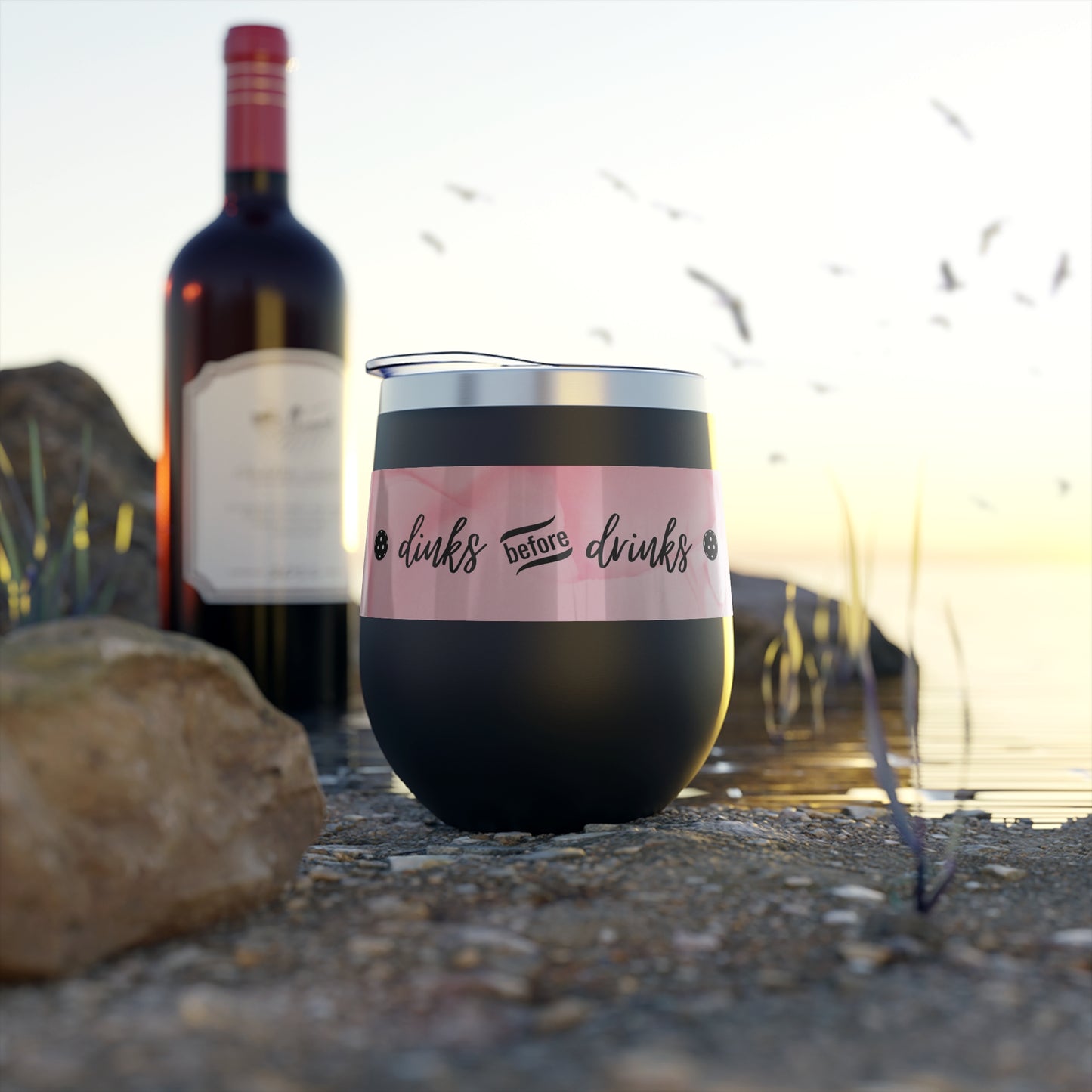 Dinks Before Dinks Pink Watercolor Art Wine Tumbler