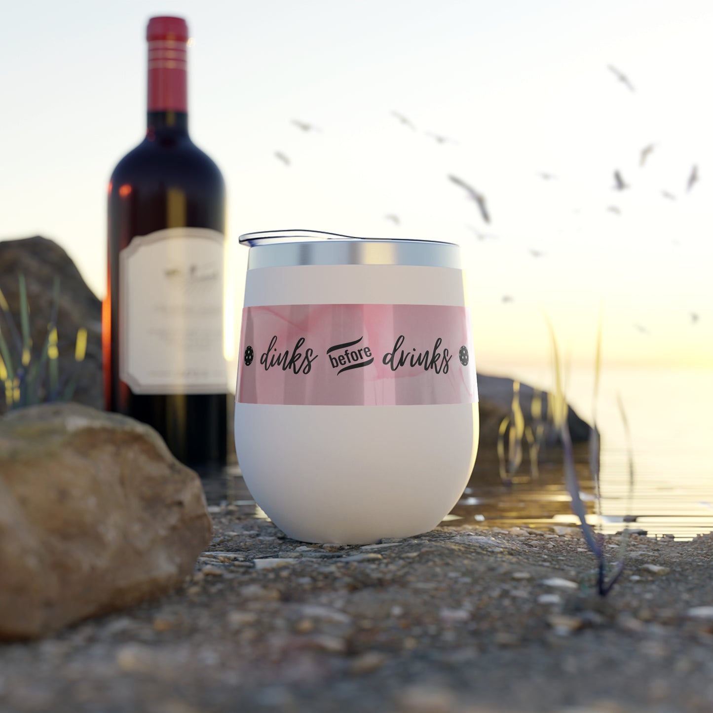 Dinks Before Dinks Pink Watercolor Art Wine Tumbler