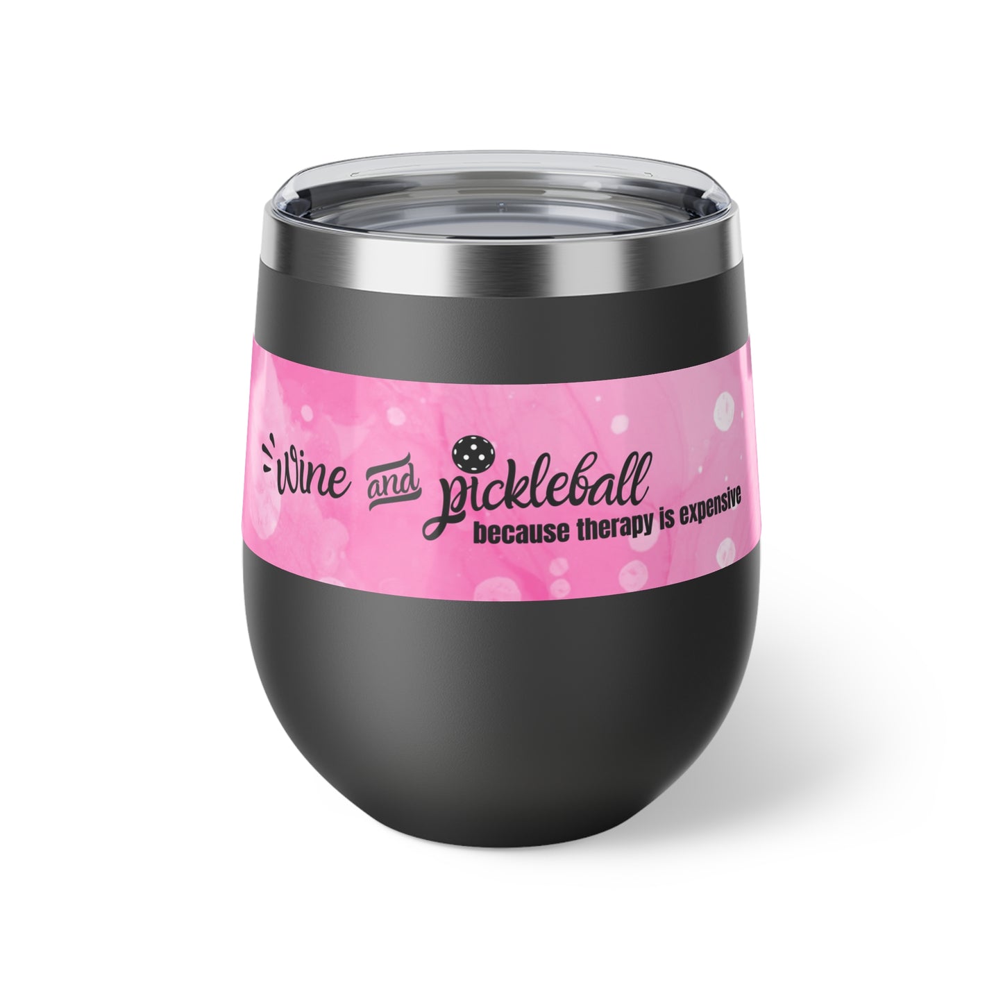 Wine & Pickleball Pink Watercolor Art Wine Tumbler