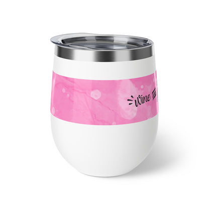 Wine & Pickleball Pink Watercolor Art Wine Tumbler