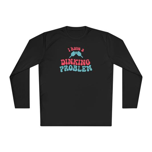 I Have a Dinking Problem Pink/Teal Retro Long Sleeve Performance Tee
