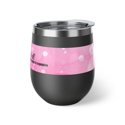 Wine & Pickleball Pink Watercolor Art Wine Tumbler