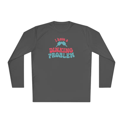 I Have a Dinking Problem Pink/Teal Retro Long Sleeve Performance Tee