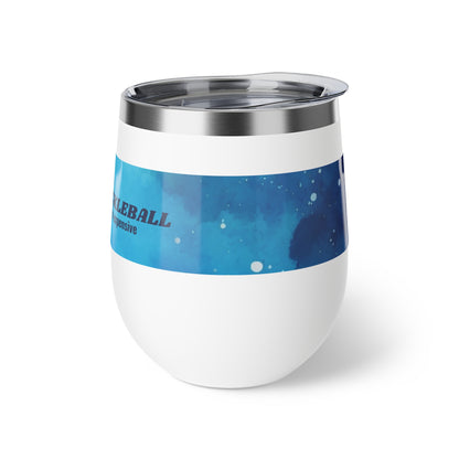 Wine & Pickleball Blue Watercolor Art Wine Tumbler