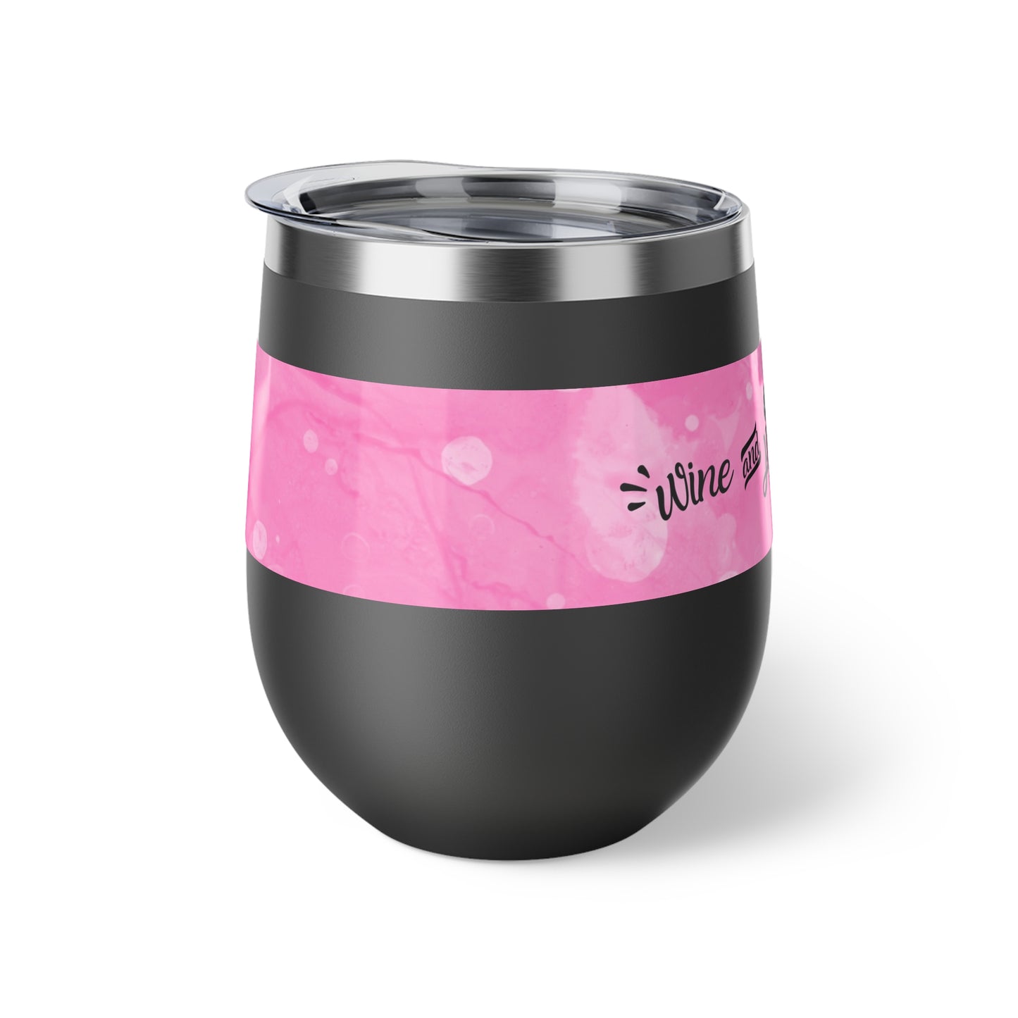 Wine & Pickleball Pink Watercolor Art Wine Tumbler