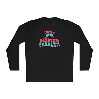 I Have a Dinking Problem Pink/Teal Retro Long Sleeve Performance Tee