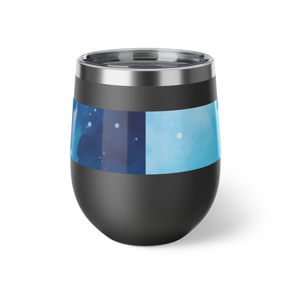 Wine & Pickleball Blue Watercolor Art Wine Tumbler